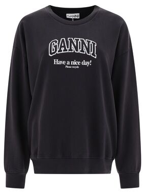 Ganni Black Crewneck Sweatshirt